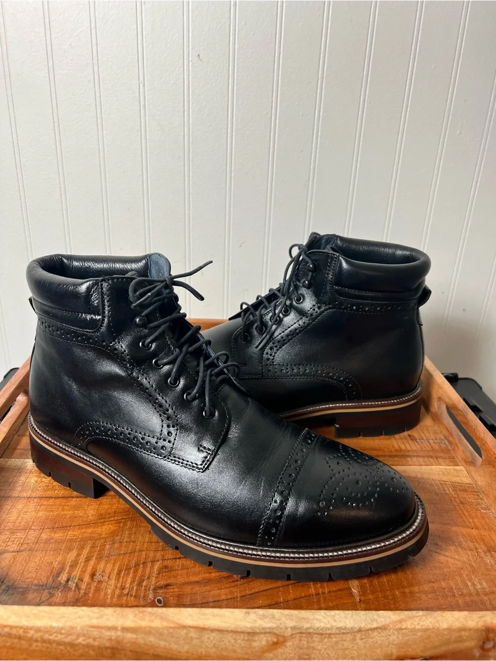 Johnston & Murphy Redding Cap Toe Boots Black size 10.5 M